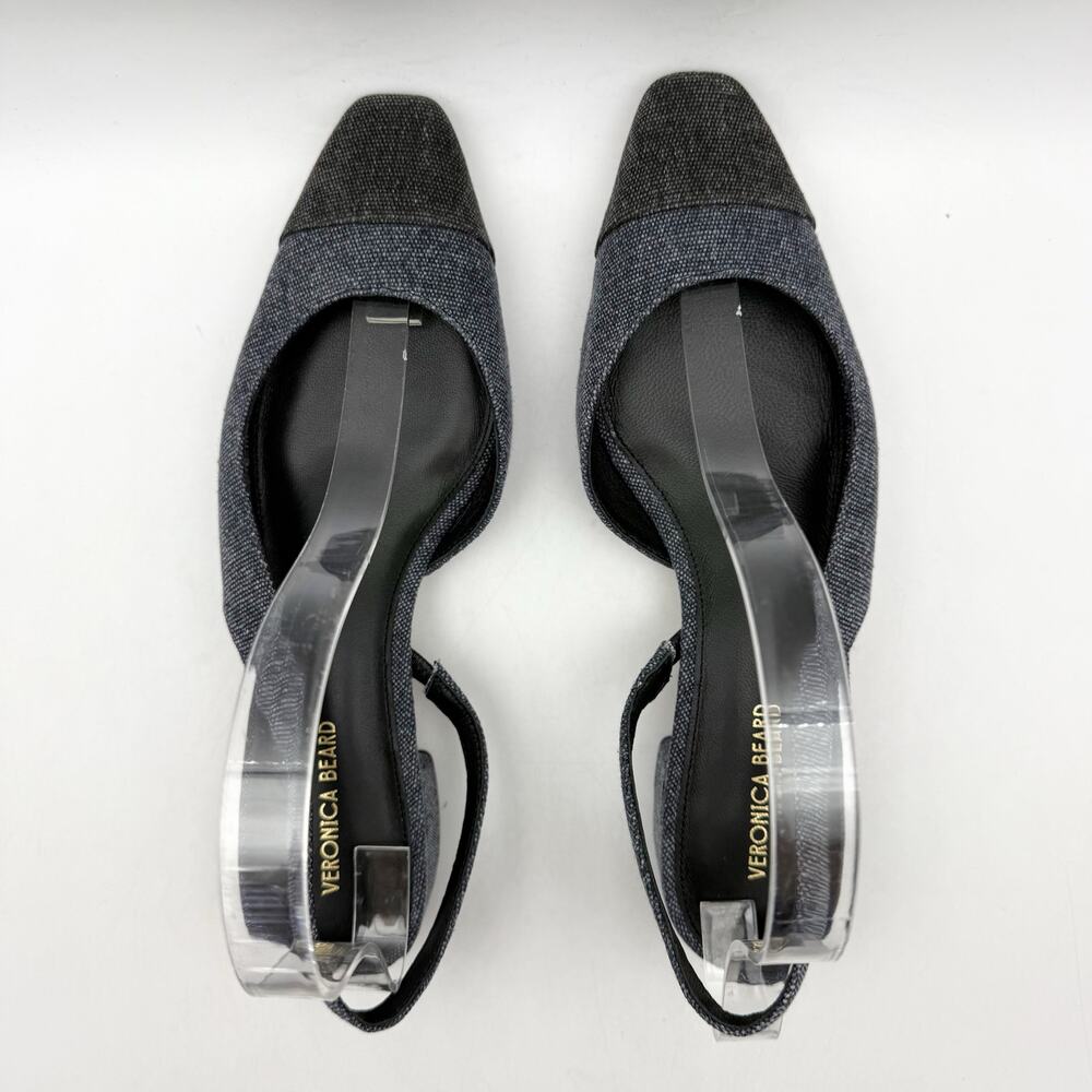 Veronica Beard Womens Cecile Denim Cap Toe Slingback Heel US 8 M Blue Black NWOB - Picture 10 of 13